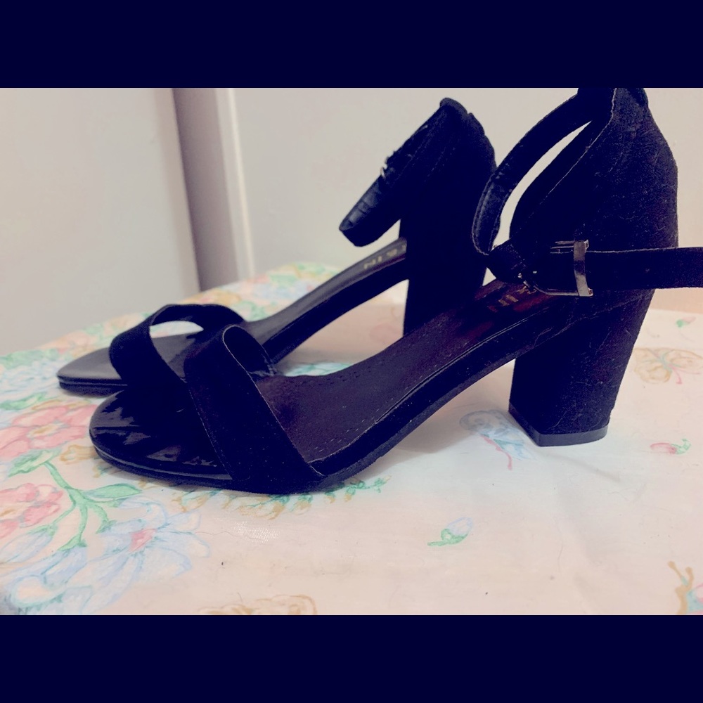 Black strapped heels